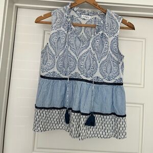 THML Ruffled Peplum Blouse with Mandarin Collar Size S